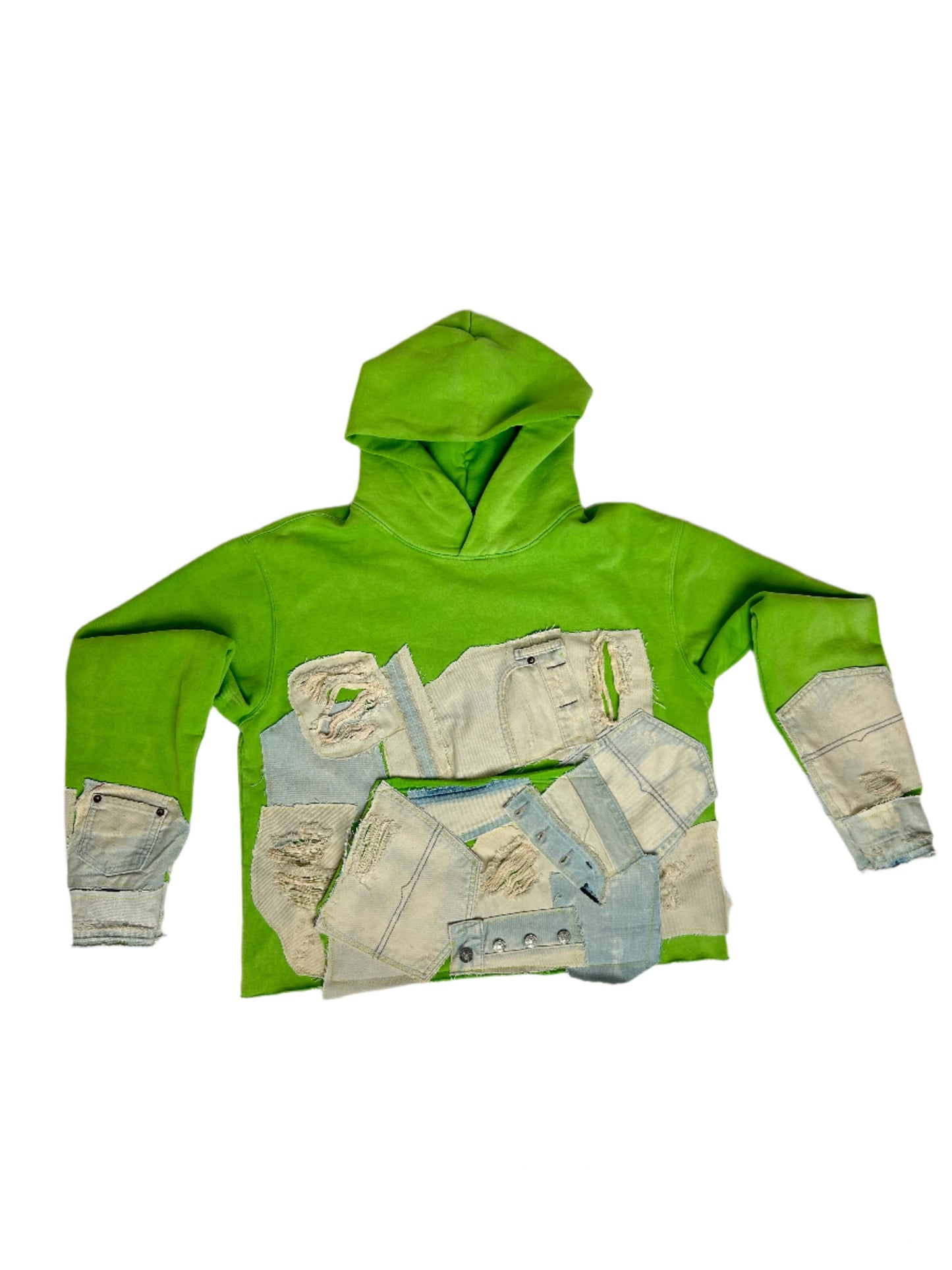 Lime Green Stone Washed Reworked Hoodie