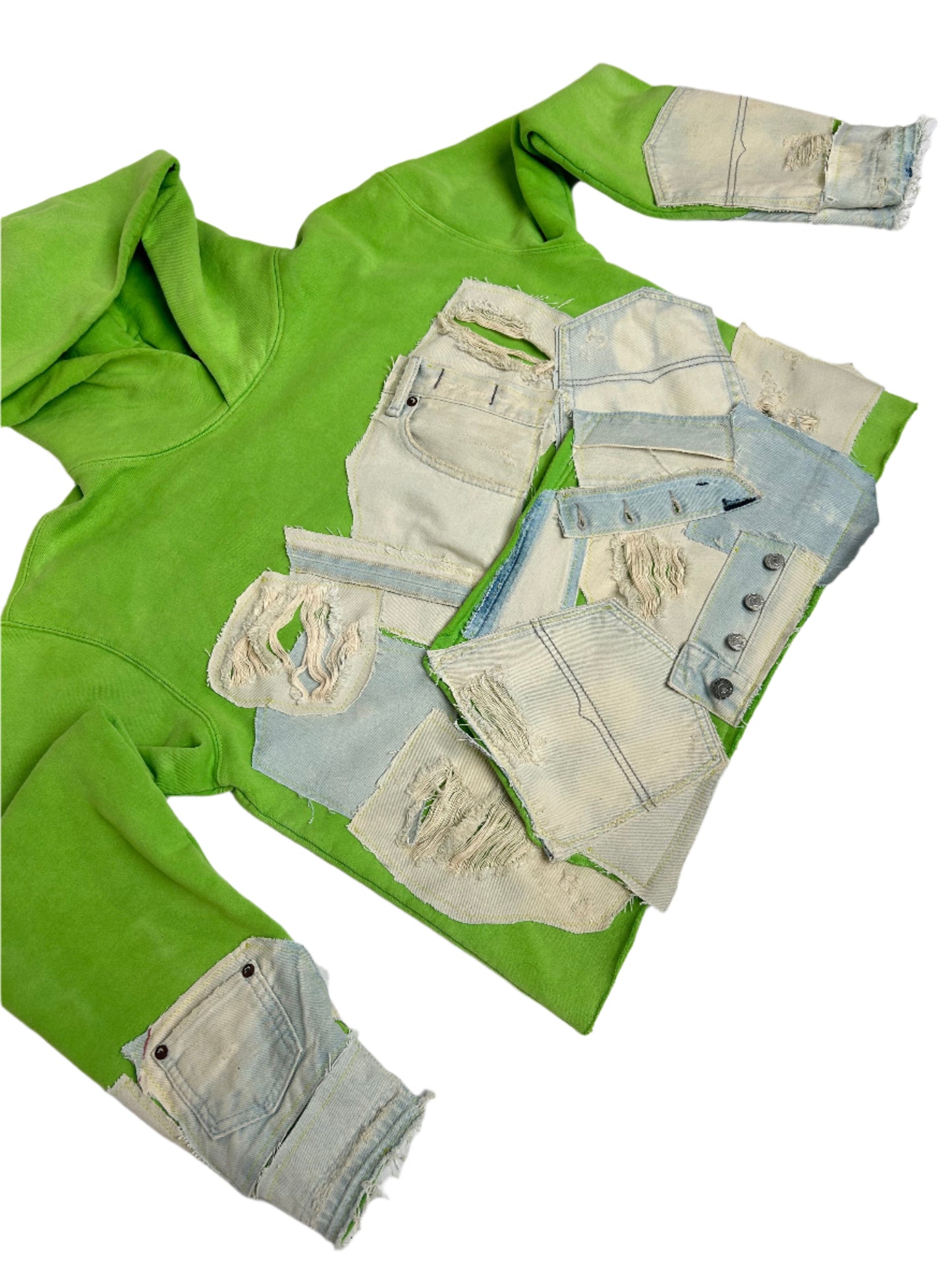 Lime Green Stone Washed Reworked Hoodie