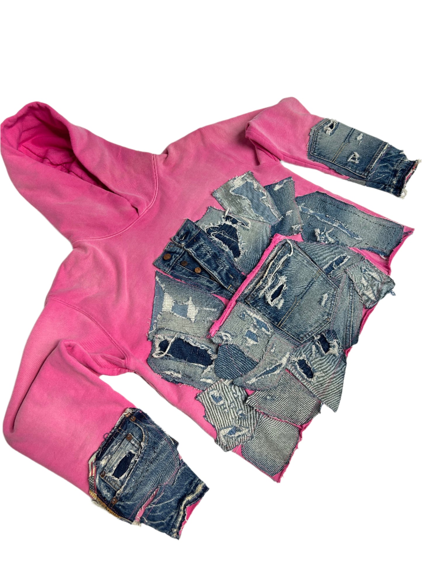 Pink Stone Washed Reworked Hoodie