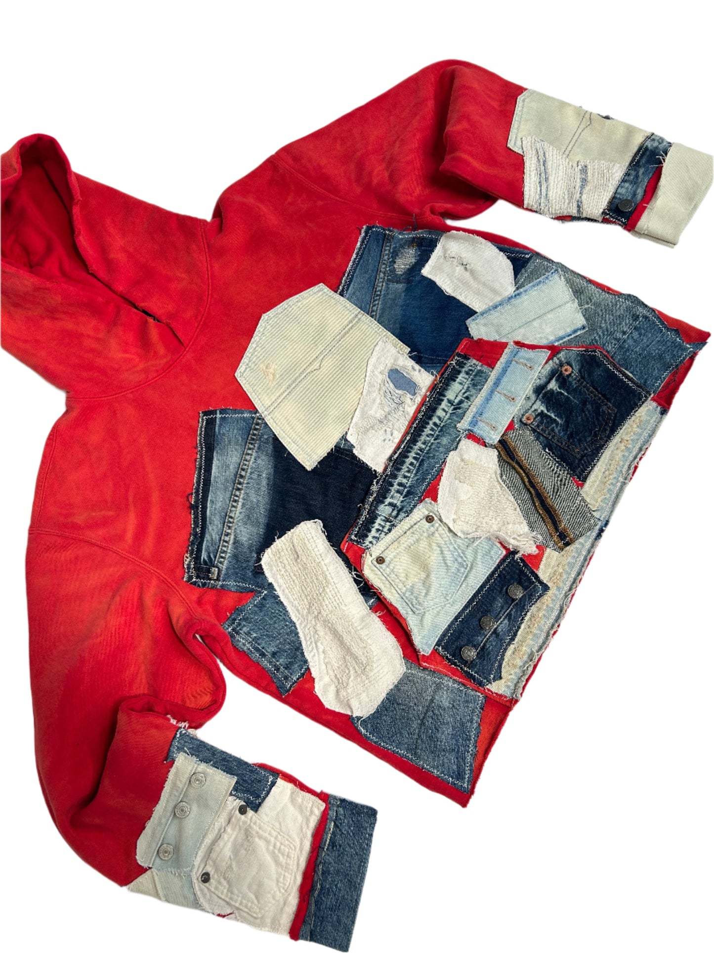 Red Stone Washed Reworked Hoodie