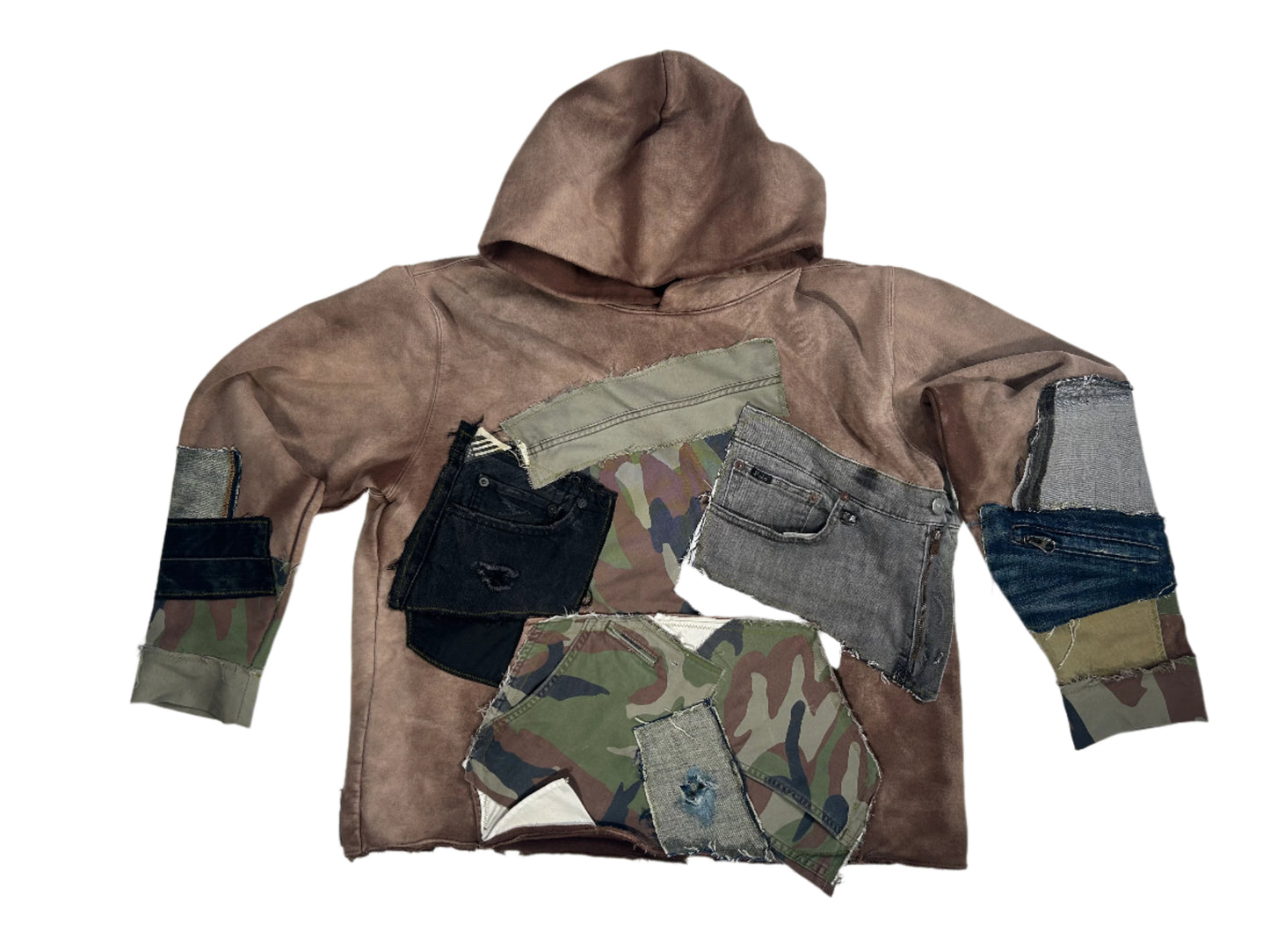 Brown Stone Washed Reworked Hoodie