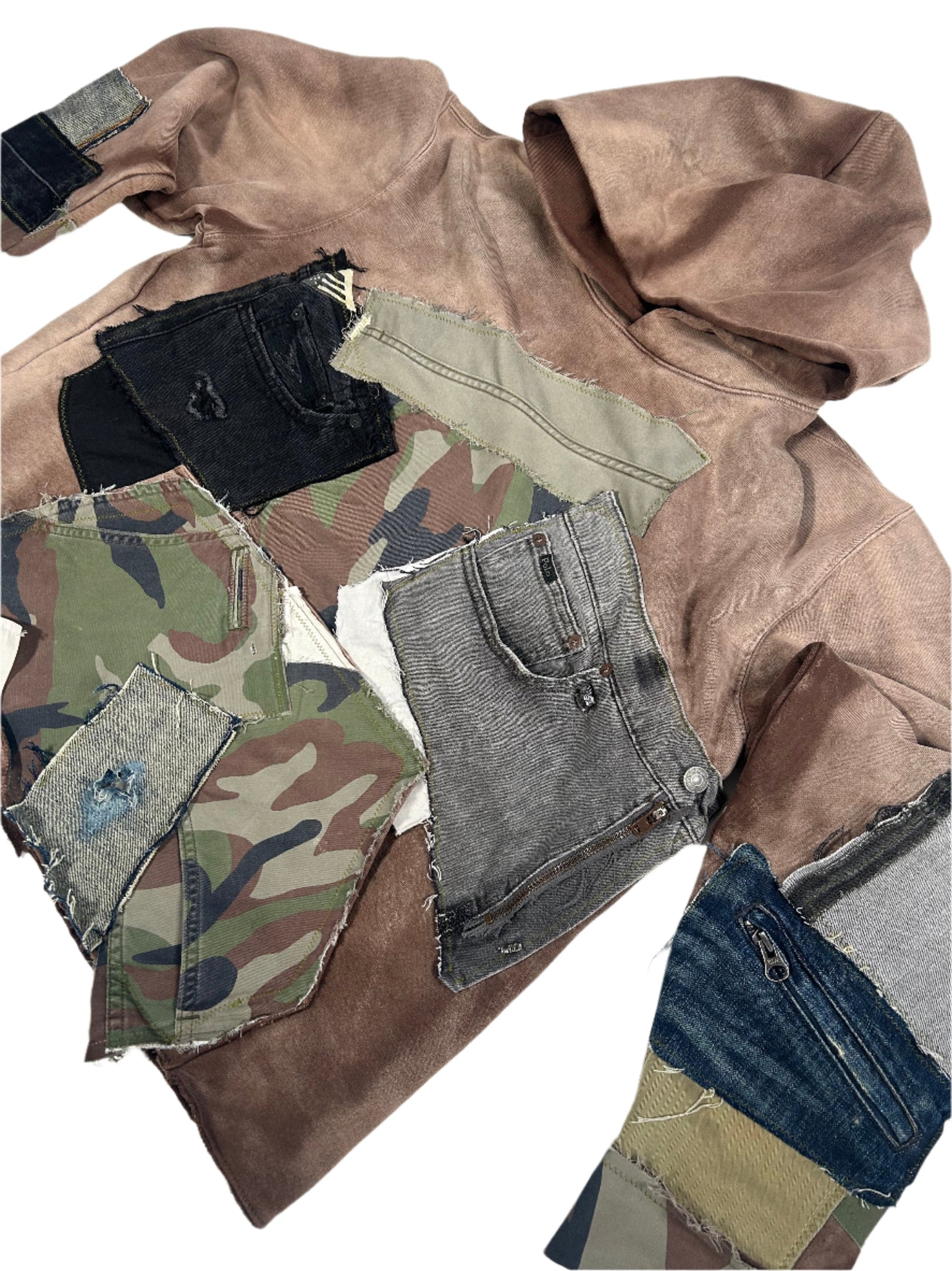 Brown Stone Washed Reworked Hoodie