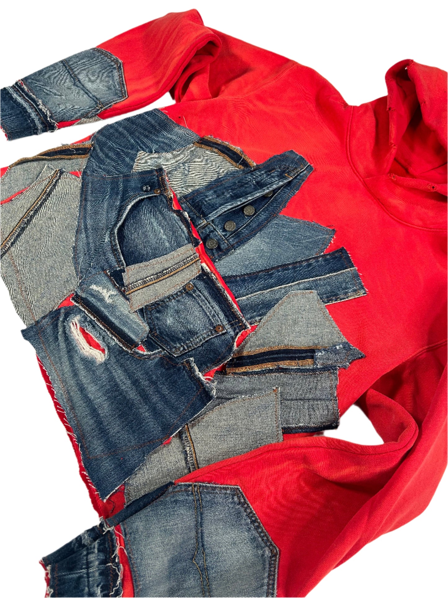 Red Stone Washed Reworked Hoodie