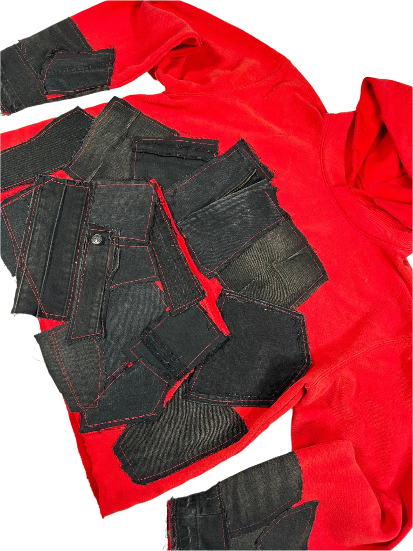 Red Stone Washed Reworked Hoodie