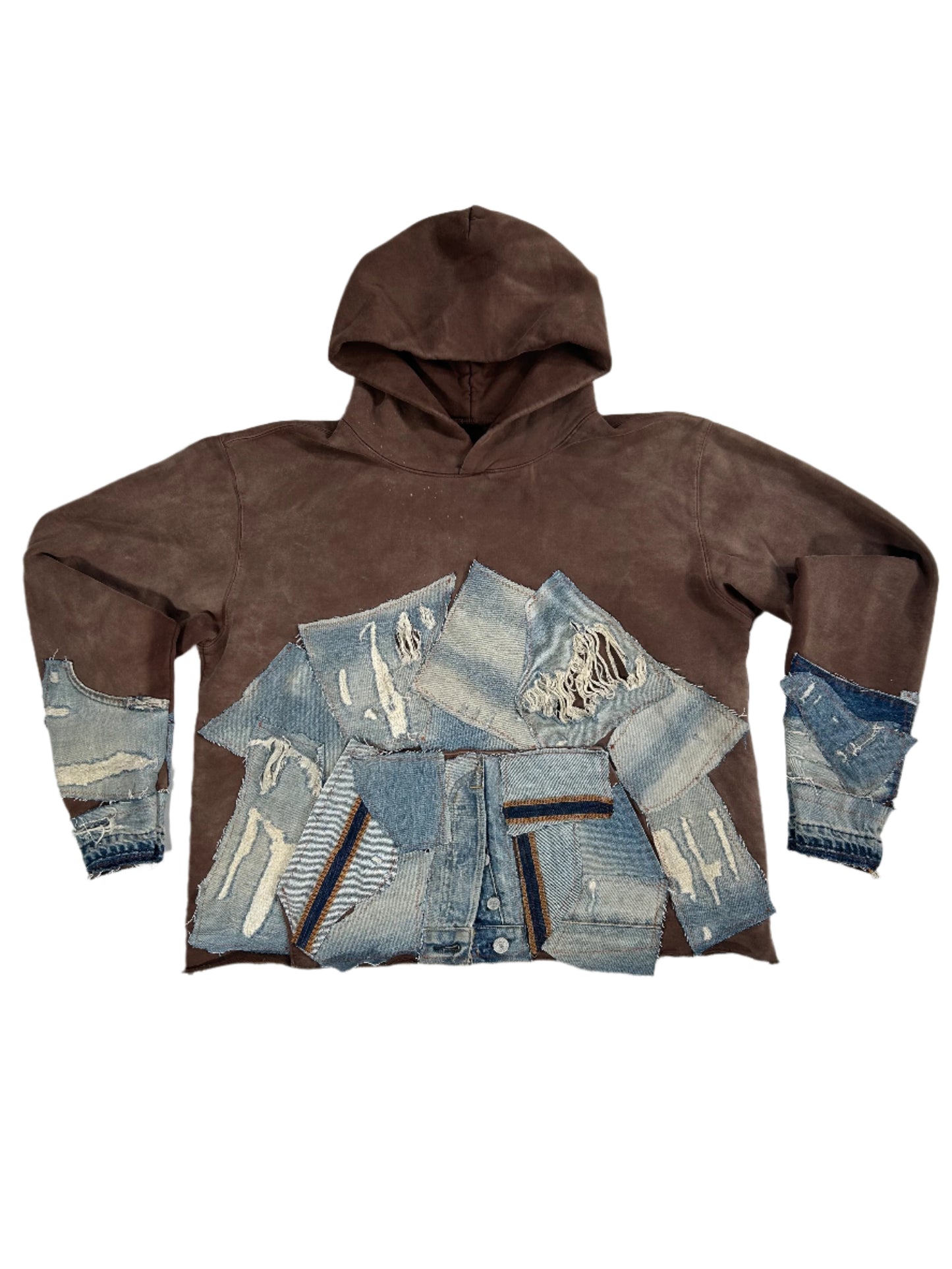 Brown Stone Washed Reworked Hoodie