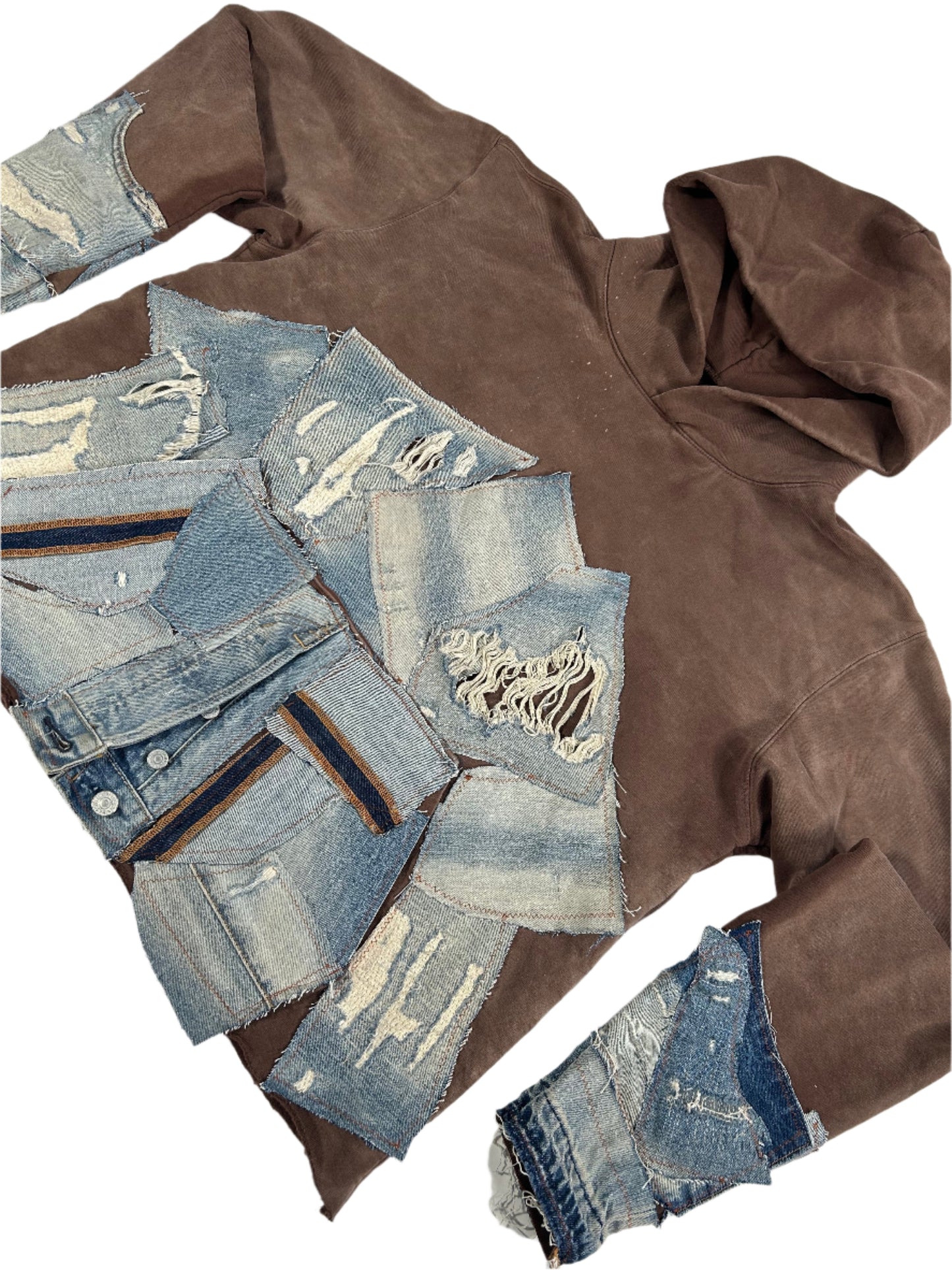 Brown Stone Washed Reworked Hoodie