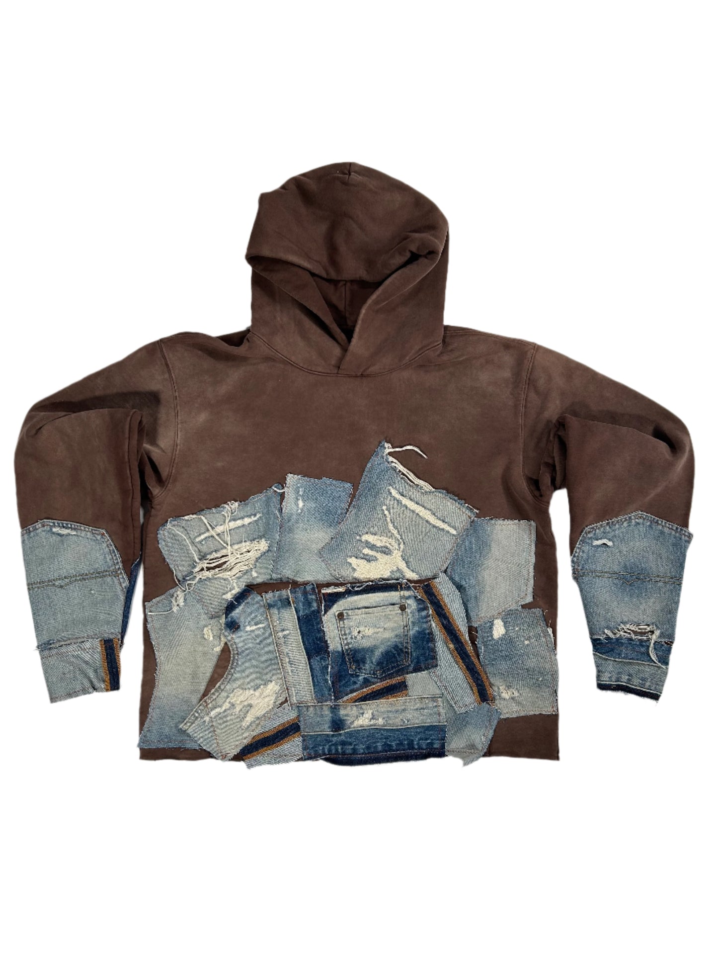 Brown Stone Washed Reworked Hoodie