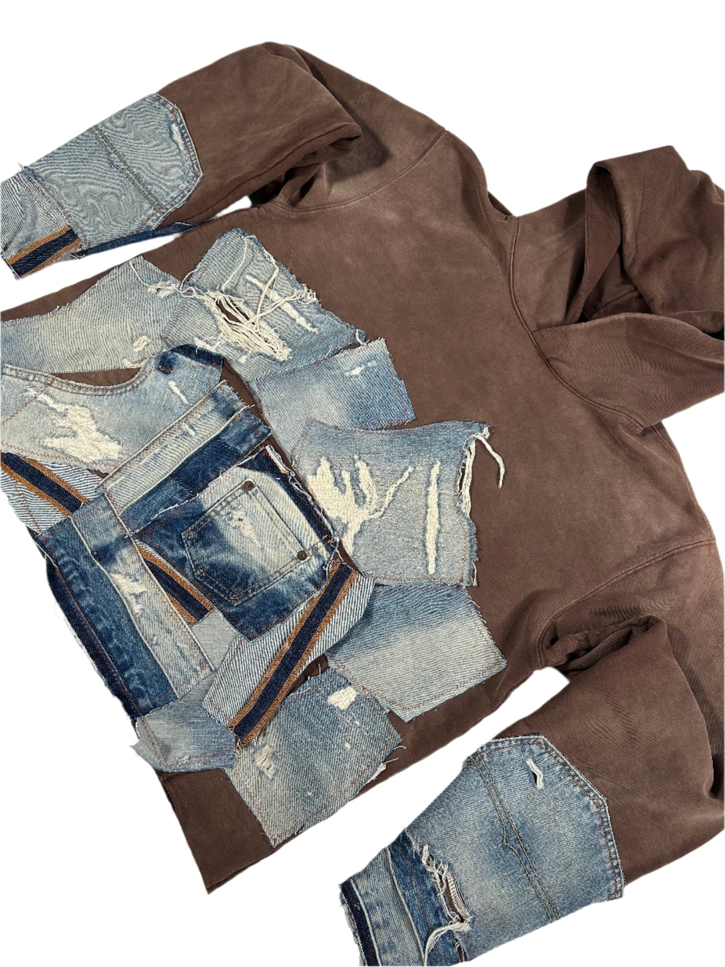 Brown Stone Washed Reworked Hoodie